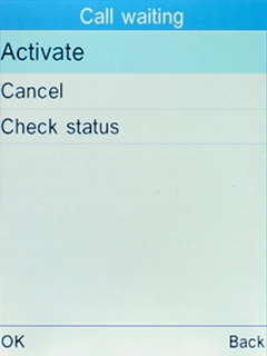 Select Activate and press the Left selection key to turn on the function.