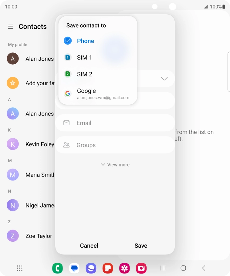 Press the required Google account. Press the required Google account.