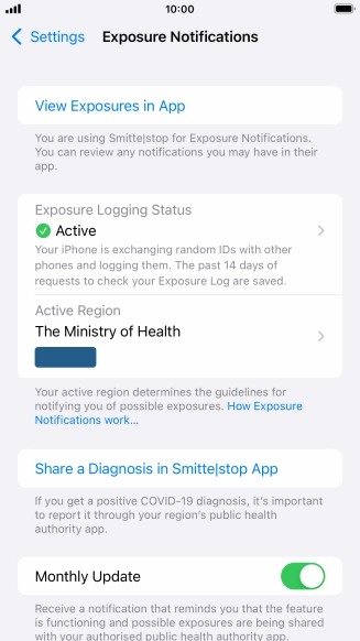 Press Exposure Logging Status.