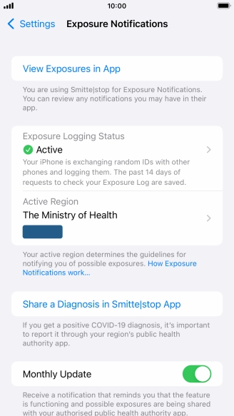 Press Exposure Logging Status.