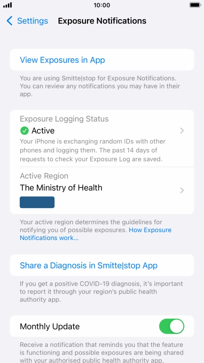 Press Exposure Logging Status.