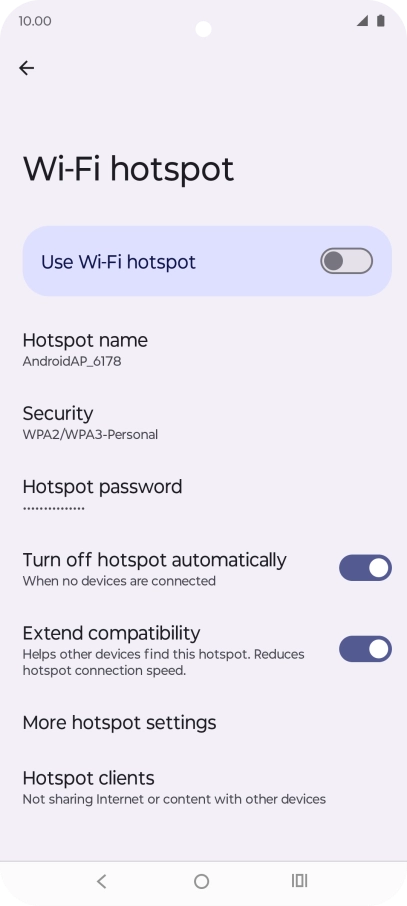 Press Hotspot name.