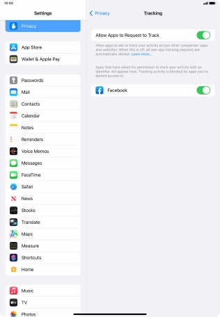 Press Allow Apps to Request to Track to turn the function on or off. Press Allow Apps to Request to Track to turn the function on or off.