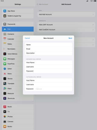 Press Password and key in the password for your email account. Please note that if you're using Vodafone's outgoing server, leave the password field empty.