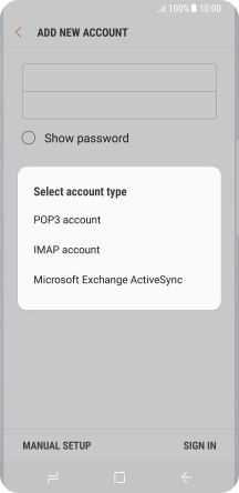 Press POP3 account. Press POP3 account.