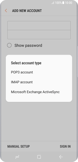 Press POP3 account. Press POP3 account.