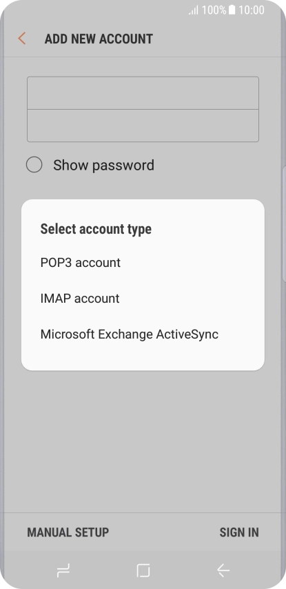 Press POP3 account. Press POP3 account.