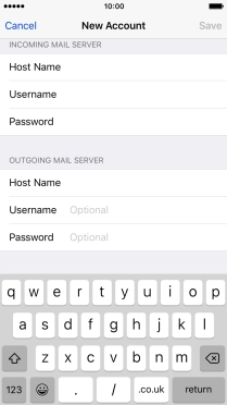 Press Host Name and key in the name of your email provider's outgoing server. Please note that if you can't send email messages when using your email provider's outgoing server, key in smtp.vodafone.net.au (Vodafone's outgoing server).