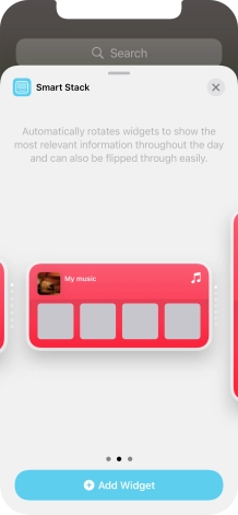 Slide your finger right or left on the screen to select the required widget size. Slide your finger right or left on the screen to select the required widget size.