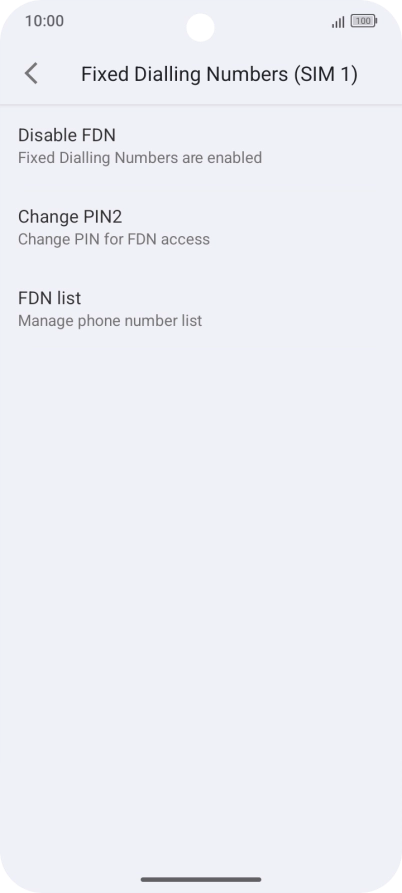 Press Disable FDN. Press Disable FDN.
