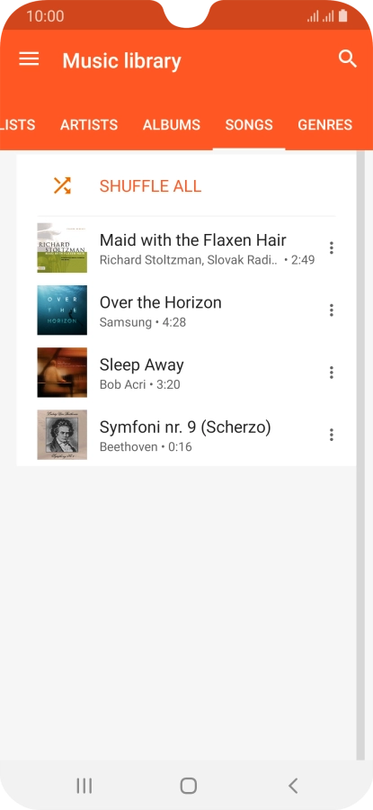 Press the required audio file.