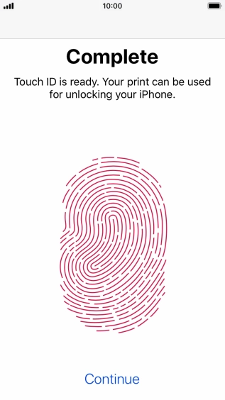 Press Continue. If you haven't previously selected a phone lock code, key in a code of your own choice twice.