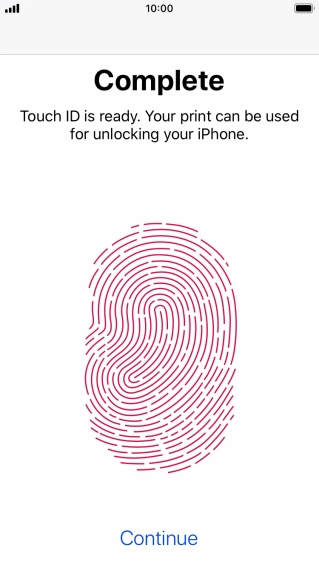 Press Continue. If you haven't previously selected a phone lock code, key in a code of your own choice twice.