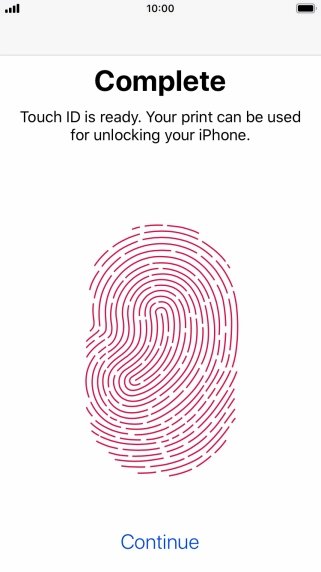 Press Continue. If you haven't previously selected a phone lock code, key in a code of your own choice twice.