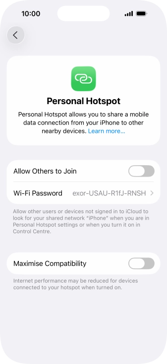 Press Wi-Fi Password and key in the required password.