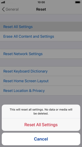 Press Reset All Settings.
