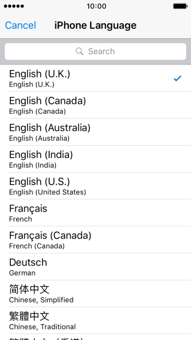Press the required language.