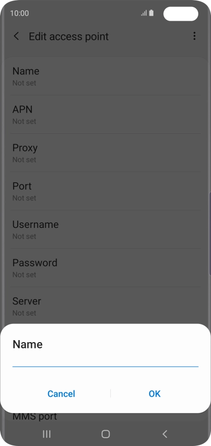 Key in Vodafone Internet and press OK.
