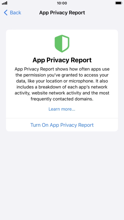 Press Turn On App Privacy Report to turn on the function.