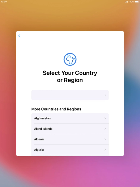Press the required country or area.