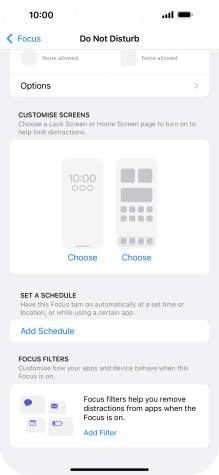 Press Add Schedule and follow the instructions on the screen to select settings for automatic activation of Do Not Disturb.