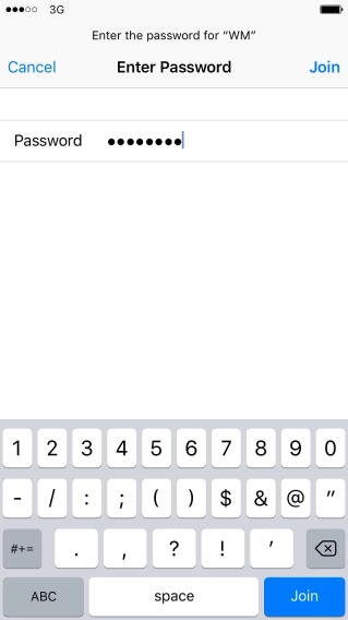 Key in the password for the Wi-Fi network and press Join.