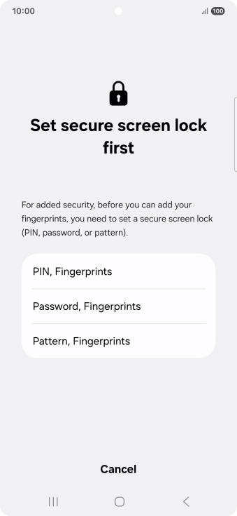 Press the required phone lock code and follow the instructions on the screen to create an additional phone lock code.