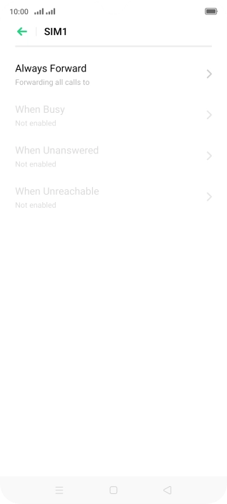 Press the required divert type. Press the required divert type.