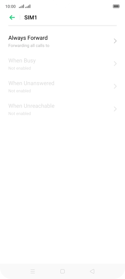 Press the required divert type. Press the required divert type.