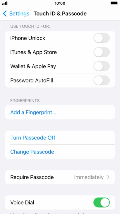 Press Turn Passcode Off and key in the phone lock code.