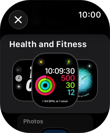 Press the required watch face.