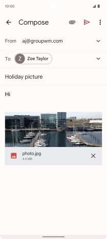 Press the send icon when you've finished your email message. Press the send icon when you've finished your email message.