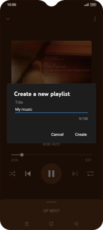 Key in a name for the playlist and press Create. Key in a name for the playlist and press Create.