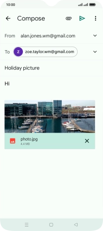 Press the send icon when you've finished your email message. Press the send icon when you've finished your email message.