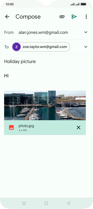 Press the send icon when you've finished your email message. Press the send icon when you've finished your email message.
