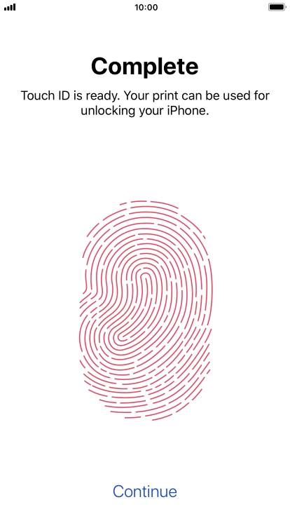 Press Continue. If you haven't previously selected a phone lock code, key in a code of your own choice twice.