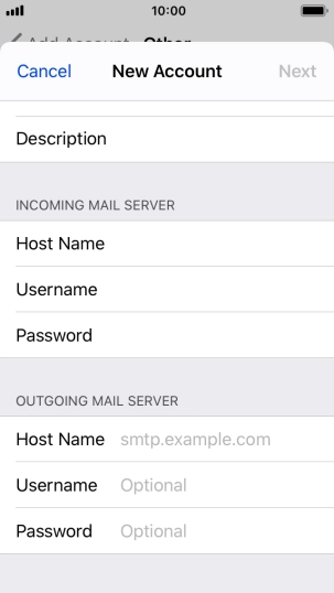 Press Host Name and key in the name of your email provider's outgoing server. Please note that if you can't send email messages when using your email provider's outgoing server, key in smtp.vodafone.net.au (Vodafone's outgoing server). Press Host Name and key in the name of your email provider's outgoing server. Please note that if you can't send email messages when using your email provider's outgoing server, key in smtp.vodafone.net.au (Vodafone's outgoing server).