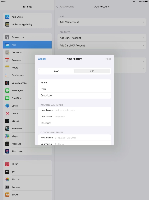 Press IMAP.