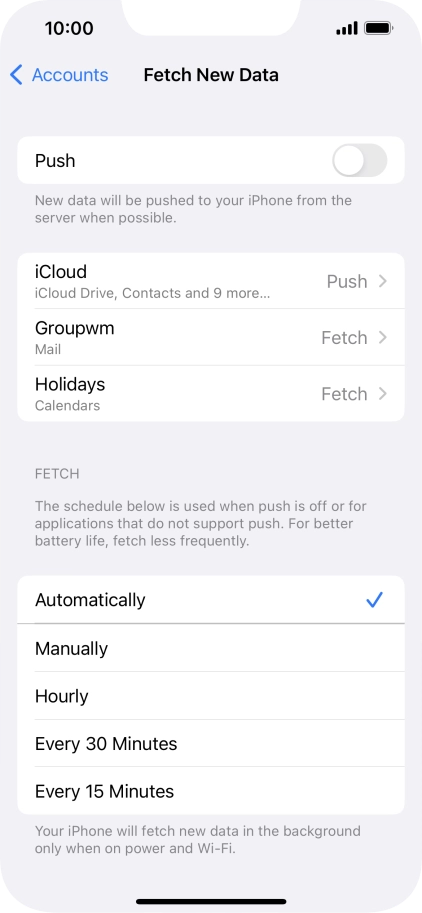 If you turn off the function, press the required setting.