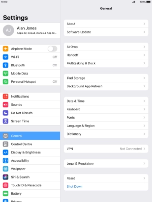 Press Software Update. If a new software version is available, it's displayed. Follow the instructions on the screen to update the tablet software.