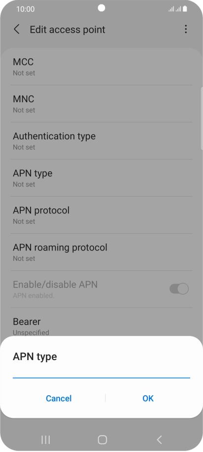 Key in default and press OK. Key in default and press OK.