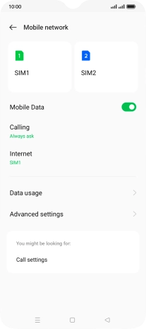 Press Data usage.