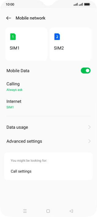 Press Data usage.