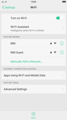 Press the required Wi-Fi network.