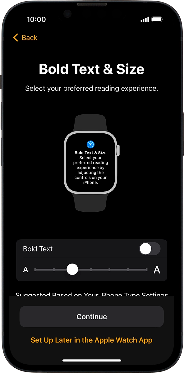 On your phone: Follow the instructions on the screen to select the required settings and press Continue.