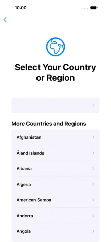 Press the required country or area. Press the required country or area.