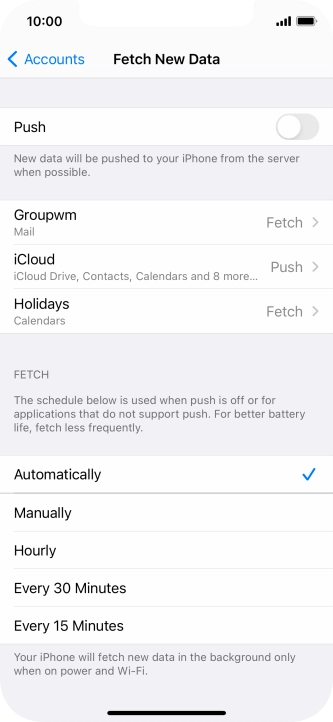 If you turn off the function, press the required setting.