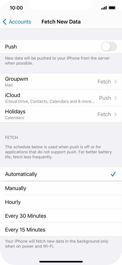 If you turn off the function, press the required setting.