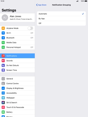 Press the required setting. Press the required setting.