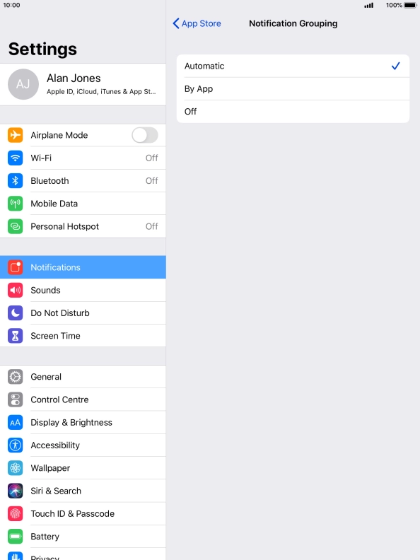 Press the required setting. Press the required setting.